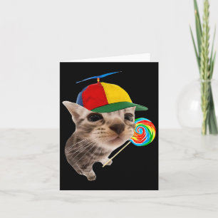 Silly Cat With Lollipop Meme Card
