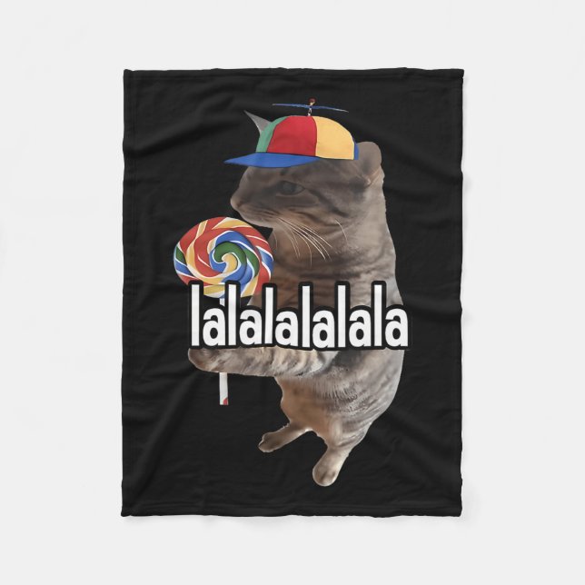 Silly Cat With Lollipop Meme  Fleece Blanket (Front)