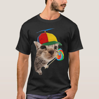Silly Cat with Lollipop Meme friend T-Shirt