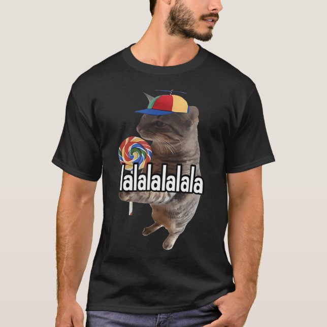 Silly Cat With Lollipop Meme  T-Shirt (Front)