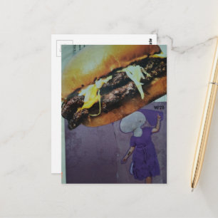 Silly Cheeseburger Mushroom Lady Collage Postcard