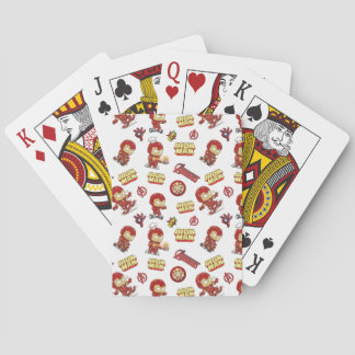 Silly Chibi Iron Man Seamless Pattern - Superhero  Playing Cards