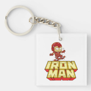 Silly Chibi Iron Man Skateboarding Key Ring