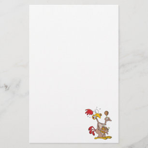 silly chicken holding bucket of chicken drumsticks stationery