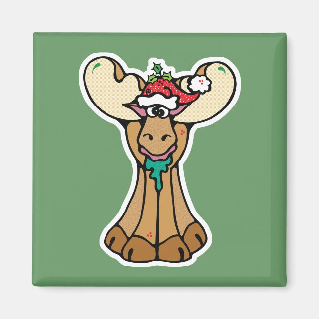 silly christmas moose magnet (Front)