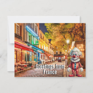 Silly clown sends Greetings from France Postcard