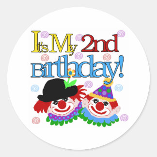 Silly Clowns 2nd Birthday Classic Round Sticker