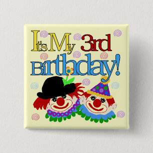 Silly Clowns 3rd Birthday Tshirts and Gifts 15 Cm Square Badge