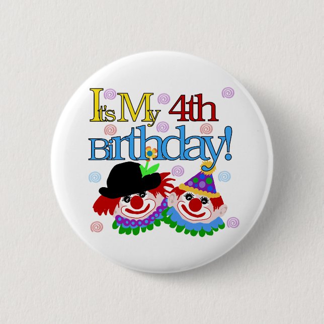 Silly Clowns 4th Birthday Tshirts and Gifts 6 Cm Round Badge (Front)