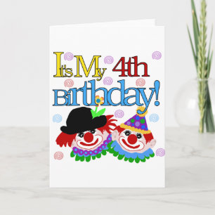 Silly Clowns 4th Birthday Tshirts and Gifts Card