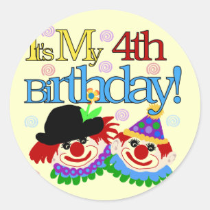 Silly Clowns 4th Birthday Tshirts and Gifts Classic Round Sticker