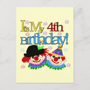 Silly Clowns 4th Birthday Tshirts and Gifts Postcard