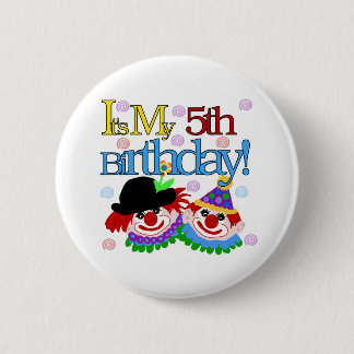Silly Clowns 5th Birthday 6 Cm Round Badge