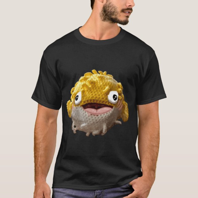 Silly Cute Crochet Puffer fish T-Shirt (Front)