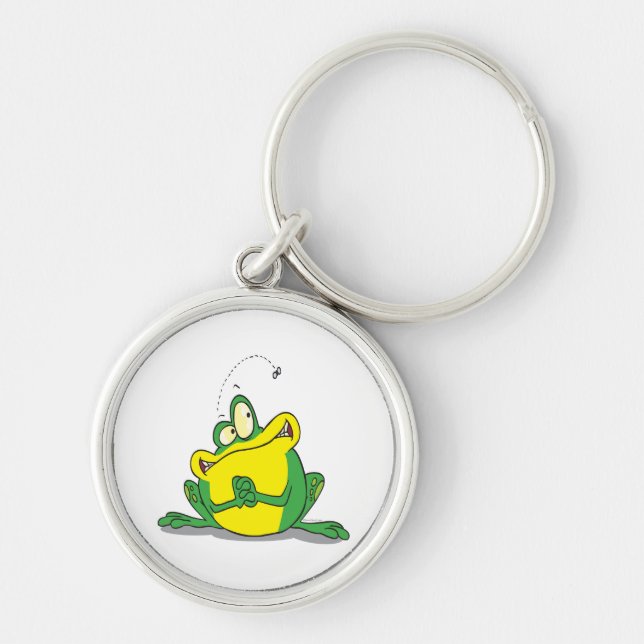 silly cute froggy patience for the fly key ring (Front)