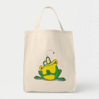 silly cute froggy patience for the fly tote bag