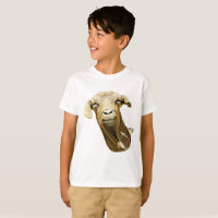 silly Cute Goat Face Farm Animal Art T-Shirt