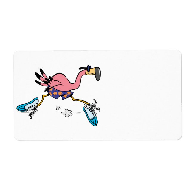 silly cute jogging running flamingo (Front)