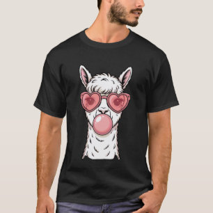 Silly Cute Llama Bubble Pink Funny T-Shirt