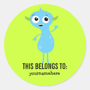 Silly Cute Monster THIS BELONGS TO Stickers
