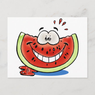 Silly cute watermelon postcard