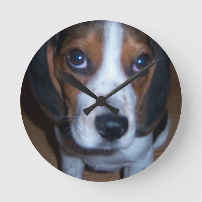 Silly Dog Randy beagle puppy Round Clock (Front)