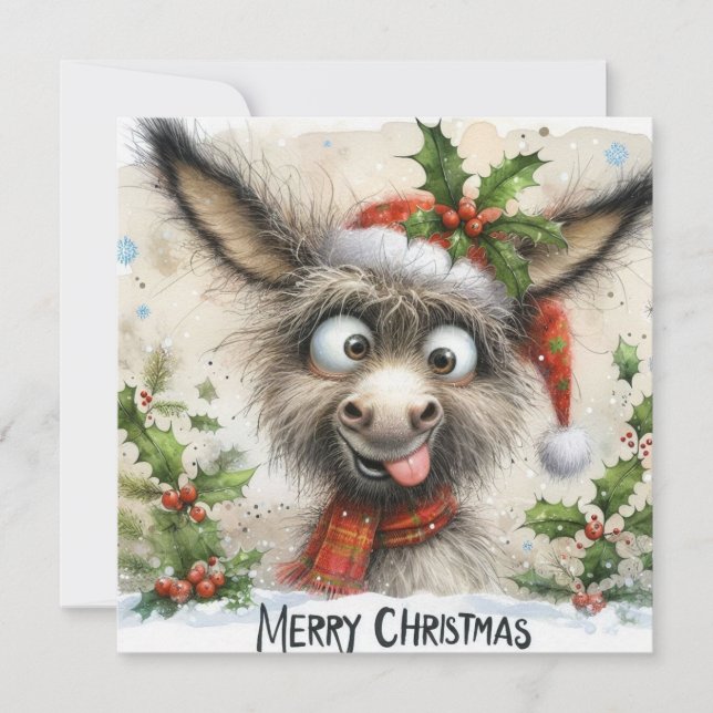 Silly donkey Flat Holiday Card (Front)