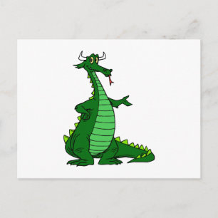 Silly Dragon Green Postcard