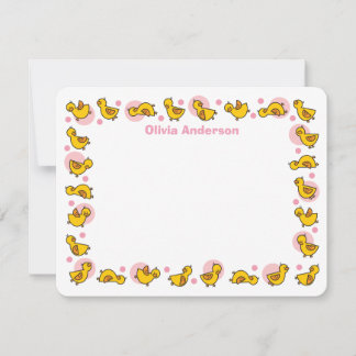 Silly Duckies Pink Baby Shower Thank You Card