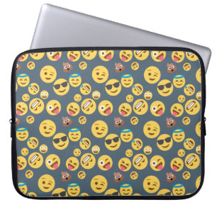 Silly Emoji Grey Pattern Laptop Sleeve