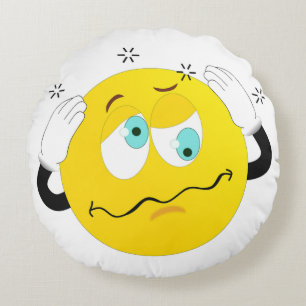 Silly Face Emoji Round Cushion