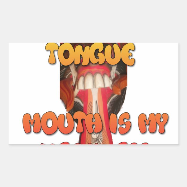Silly Face: Tongue-Out Expression Humour Rectangular Sticker (Front)