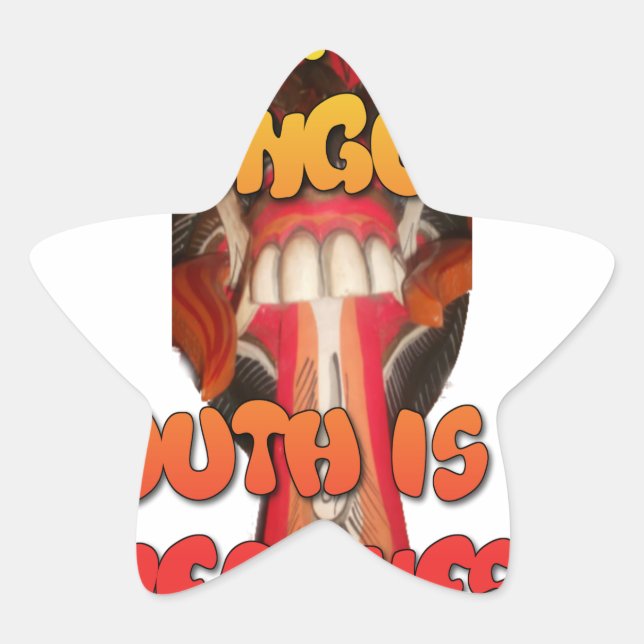 Silly Face: Tongue-Out Expression Humour Star Sticker (Front)