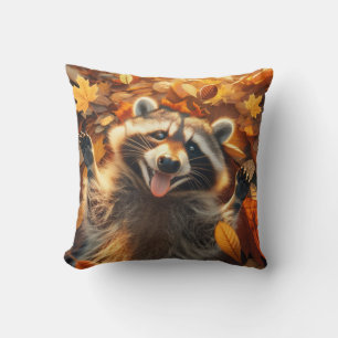 Silly Fall Racoon  Cushion
