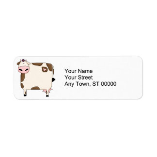 silly fat brown and white cow cartoon