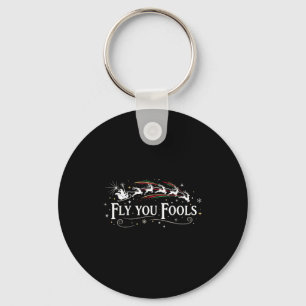 Silly Fly You Fools Santa Reindeer Funny Holiday C Key Ring