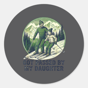 Silly Fun Ped Skiing Got Daughter Daughter  Classic Round Sticker