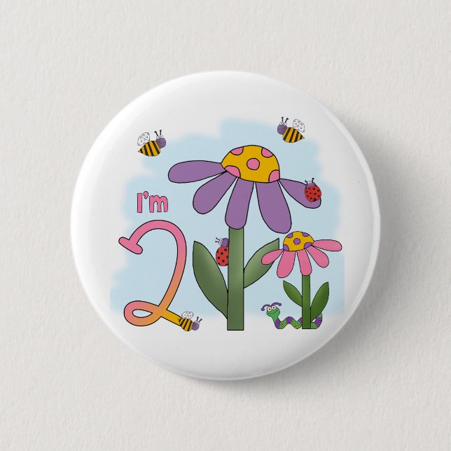 Silly Garden 2nd Birthday 6 Cm Round Badge (Front)