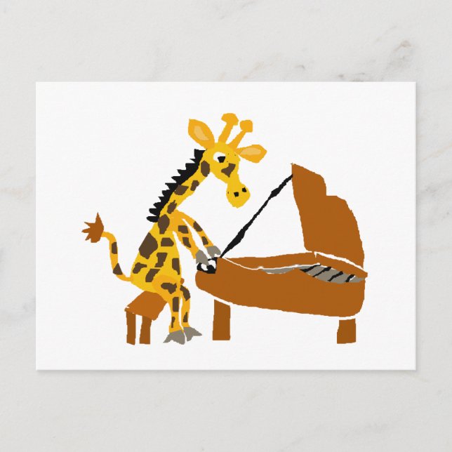 Silly Giraffe Playing the Piano Postcard (Front)