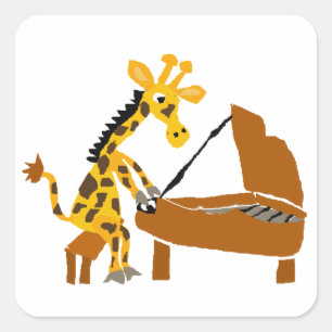 Silly Giraffe Playing the Piano Square Sticker
