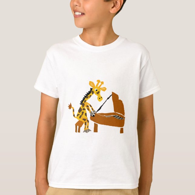 Silly Giraffe Playing the Piano T-Shirt (Front)