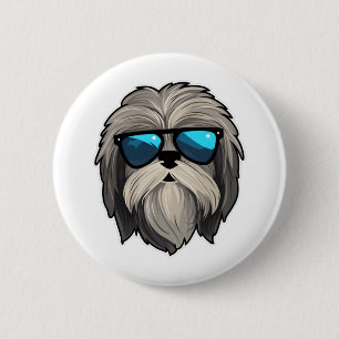 Silly Glasses Lhasa Apso Classic T-Shirt 6 Cm Round Badge
