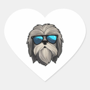 Silly Glasses Lhasa Apso Classic T-Shirt Heart Sticker