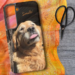 Silly Golden Retriever Photograph Custom Text Samsung Galaxy Case<br><div class="desc">This phone case features an adorable photograph of a Golden Retriever with eyes closed and sticking out his tongue. Personalise or remove the text or edit using the design tool to select a font style,  size,  and colour you prefer.</div>