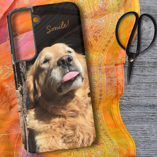 Silly Golden Retriever Photograph Custom Text Samsung Galaxy Case