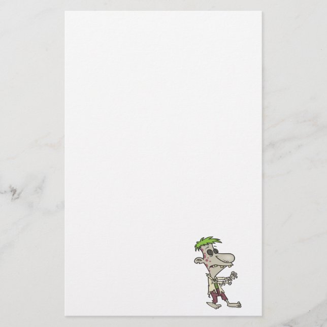 silly goofy zombie cartoon character stationery (Front)