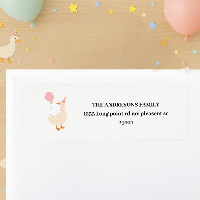 Silly Goose 1st Birthday Address Label | Colourful (Creator Uploaded)