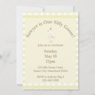 Silly Goose 1st Birthday Invitation (Pale Yellow)
