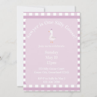 Silly Goose 1st Birthday Invitation (Pink)