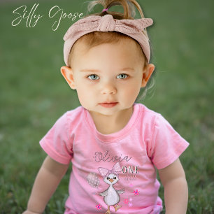 Silly Goose 1st Birthday  Pink Bow T-Shirt